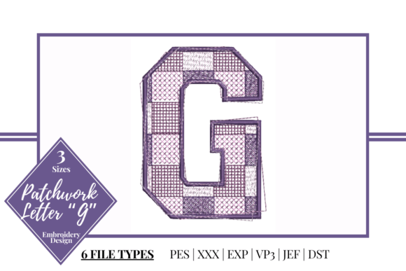 Patchwork Letter G Embroidery Design