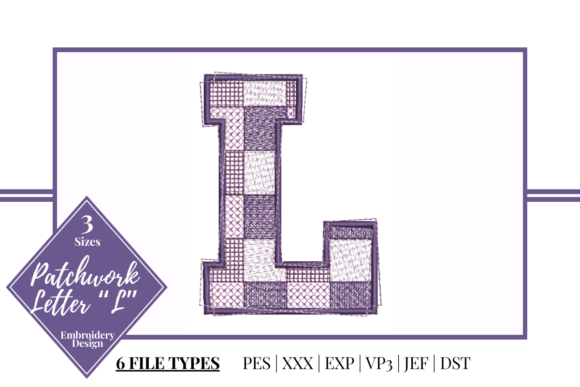 Patchwork Letter L Embroidery Design