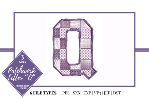 Patchwork Letter Q: A Stylish Embroidery Design
