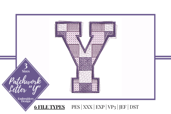 Patchwork Letter Y Embroidery Design